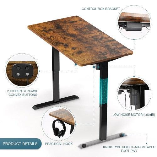 Electric Standing Desk, 48 x 24 inches Whole Piece Deskboard Adjustable Height Desk, Quick Assembly, Ultra-Quiet Motor (Brown) - Toytexx Electric Standing Desk, 48 x 24 inches Whole Piece Deskboard Adjustable Height Desk, Quick Assembly, Ultra-Quiet Motor (Brown) - Toytexx